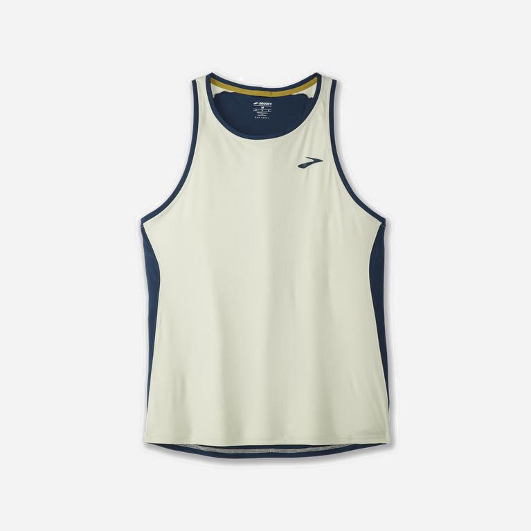 Brooks Men's Atmosphere Running Tank Top Singapore - Honeydew/Indigo Rush/Beige (17349-FQVW)